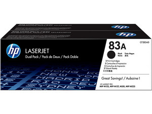 Pack de 2 cartuchos de tóner HP 83A Negro Laserjet Original (CE283AD).