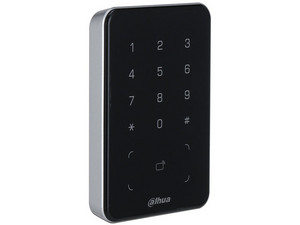Lector de control de acceso Dahua DHI-ASR2101A, Lectora de Tarjetas MiFare con Teclado Touch, Conexión RS-485 y Wiegand, Leds Rojo y Verde, Fondo de Luz Azul.