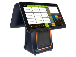 Punto de venta QIAN QOS-A09TC-02 POS AIO: 
Pantalla dual de 15.6", 
Impresora térmica de 80mm y escáner de código de barras 1D y 2D,
Android 11, Color Negro.