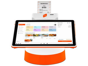 Terminal Clip Stand 2, Doble Pantalla, Wi-Fi, Bluetooth, Chip de Proximidad, Con Impresora Térmica, Android. Color Naranja.