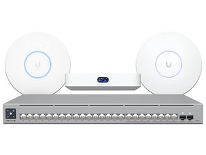 Kit Empresarial Ubiquiti UniFi Business Pro Kit, Controlador UCG-Ultra con Soporte VLANs, Switch USW-PRO-MAX-24-POE, de 24 Puertos y Soporte PoE++, Access Point U6-PRO Wi-Fi 6 y Access Point U6-ENTERPRISE Wi-Fi 6E.