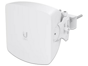 UISP Access Point Multipunto, tecnología Wave en 60 GHz, soporta hasta 15 estaciones y velocidades de hasta 5.4 Gbps, con respaldo en 5 GHz. Incluye 1 puerto SFP+ 10G, 1 puerto 2.5 Gbps, y soporte GPS.