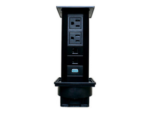 Panel de Conectores de Mesa Tipo Torre Redleaf PT008B, 2 Contactos de Poder, VGA, 2 Puertos RJ-45, Color Negro.