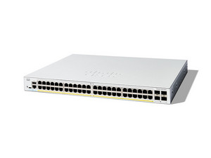 Switch Cisco Catalyst 1200, 48 Puertos GE PoE, 4 Módulos SFP+ 10G, Color Blanco.
