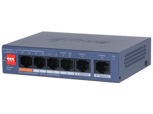 Switch PoE Dahua DH-CS4006-4ET2GT-60, 4 Puertos DownLink 10/100 Mbps, 2 Puertos UpLink 10/100/1000 Mbps, 60 W, Hasta 250m, Color Azul.