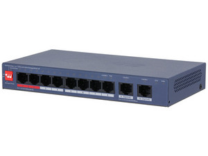 Switch PoE Dahua DH-CS4010-8ET2GT-110, 8 Puertos DownLink 10/100 Mbps, 2 Puertos UpLink 10/100/1000 Mbps, 2 Puertos PoE de Hasta 60 W, Hasta 250m, Color Azul.