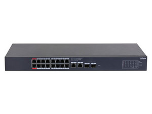 Switch Dahua DH-CS4220-16GT-135 de 16 Puertos RJ-45 10/100/1000 Mbps, 2 Puertos SFP, Color Negro.