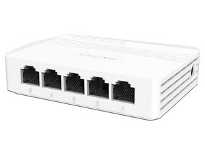 Switch No administrable Hikvision DS-3E0505D-E de 5 Puertos Ethernet Gigabit 10/100/1000 Mbps. Color Blanco