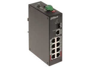 Switch Dahua PFS3110-8ET-96, 8 puertos RJ-45, 1  Puerto SFP, Color Negro, Incluye 2 Transceptores de Fibra Óptica SFP y Jumper de 2m.
