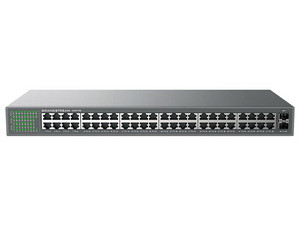 Switch Gigabit No Administrable Grandstream GWN7706 48 puertos 10/100/1000 Mbps, diseño plug-and-play, ideal para redes de alto rendimiento sin necesidad de configuración.
