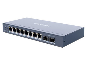 Switch Administrable Hikvision DS-3E1510P-SI de 8 Puertos RJ-45 10/100/1000 Mbps y 2 puertos SFP, PoE. Color Negro