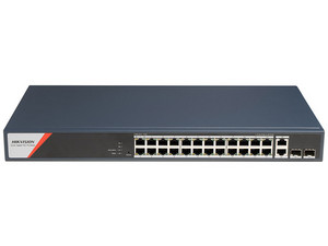 Switch Hikvision DS-3E1528HP-SI-24P2T2F, 24 Puertos PoE 10/100/1000Mbps, 2 Puertos UpLink 10/100/1000Mbps, 2 Puerto SFP, Administrable, Hasta 300m.