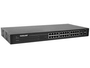 Switch de 24 Puertos Gigabit Ethernet Administrable por Web con 2 puertos SFP.