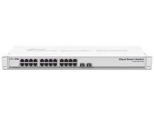 Switch Administrable MikroTik Cloud Smart, 24 Puertos RJ-45 10/100/1000 Mbps, 2 Puertos SFP+, Color Blanco.