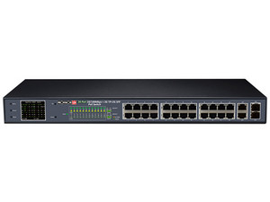 Switch Provision ISR POES-24370CL+2G+2SFP de 24 Puertos10/100 PoE, 2 RJ-45 y 2 Ranuras SFP.