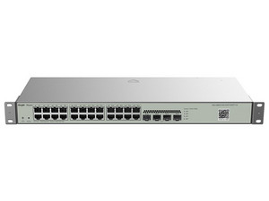 Switch Ruijie RG-NBS3100-24GT4SFP-V2 de 24 puertos 10/100/1000 BASE-T, 4 puertos SFP uplink, Protección contra Sobrecargas de 6KV.