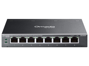 Switch TP-Link Omada ES208GP de 8 puertos 10/100/1000Mbps PoE+, Administrable, 64W. Color Negro.