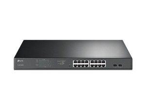 Switch TP-LINK JetStream  de 16 puertos, 10/100/100 Mbps y 2 ranuras Gigabit SFP.