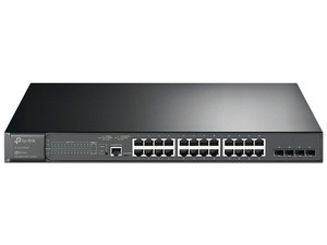 Switch Gigabit TP-LINK TL-SG3428MP de 24 puertos RJ-45 10/100 Mbps y 4 puertos SFP RJ-45 10/100/1000 Mbps.