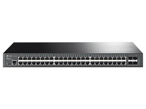 Switch Administrable TP-LINK TL-SG3452X de 48 puertos 10/100/1000, 4 Gigabit SFP+, 1 MicroUSB y 1 puerto de consola RJ-45.