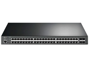 Switch Administrado TP-Link TL-SG3452XP de 48 puertos 10/100/1000 Mbps RJ45 PoE, 4 puertos SFP, 1 puerto de consola RJ-45 y 1 puerto de consola MicroUSB.