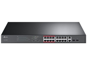 Switch Gigabit TP-LINK TL-SL1218MP de 16 puertos PoE+ 10/100 Mbps.
