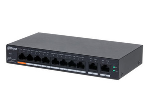Switch Poe de 8 Puertos Gigabit DAHUA DH-CS4010-8ET-60, Poe Inteligente, 60Watts, 2 Puertos UPlink, Switching 4.8Gbps, Protección de Descargas.