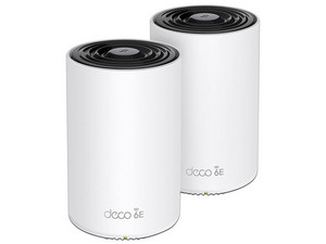 Kit 2 Routers Mesh Wi-Fi 6E AX5400, Doble Banda, 3 Puertos Gigabit, 4 Antenas Internas, App Deco, Protección HomeShield.
