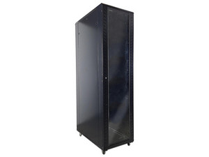 Gabinete de Piso Enson ENS-RKGB45U4: Rack Independiente 45UR, Material Metálico. Puerta Frontal y Trasera con Cerradura, Paneles Laterales Desmontables. Color Negro.