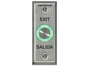 Botón de salida SEC SD6176SS1Q, piezoeléctrico de acero inoxidable, IP 65, con Luz LED verde.