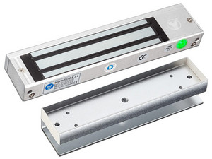 Paquete de Cerradura Magnética YLI YM-180N, Fuerza de sujeción de 180Kg, Incluye Soporte en U para puertas de vidrio sin marco.