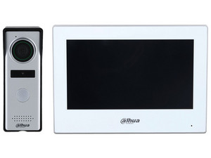 Kit de Video portero Dahua DHI-KTH01 de 1.3MP, Monitor Touch de 7", Resolución de 1024 x 600, IP66, Color Blanco.