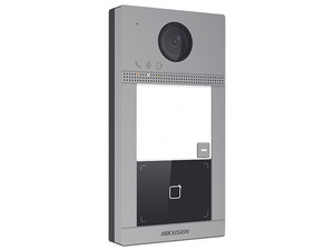 Videoportero IP Hikvision DS-KV8113-WME1(C), Cámara de 2MP (1920 x 1080), PoE, Exterior, IP65, IK08, 1 Departamento, Apertura con Tarjeta, Soporta 2 Puertas y hasta 6 Monitores.