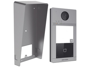 Kit de Video Portero Hikvision, Incluye Videoportero Hikvision DS-KV8113-WME1(C) de 2MP, y Carcasa Protectora DS-KABV8113-RS, Color Gris.