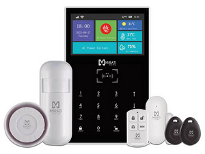 Kit De Alarma Integral Smarthome Mirati Wifi 4G, Panel Tactil Pantalla A Color, Tamper Switch Incluye Sirena, Sensor De Movimiento, Sensor De Puerta-Ventana, 1 Control, 2 Tag RFID.