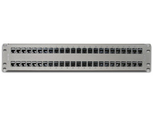 Panel de Parcheo Belden AX103256 con 48 puertos RJ45 Cat6a, 2U Rack.