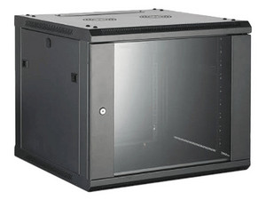 Gabinete para Montaje en Pared o Piso, Puerta de Cristal Templado, Cuerpo Fijo, 6 Unidades de Rack, 19", Fabricado en Acero.