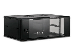 Gabinete Saxxon de 4U para montaje en Pared, Puerta de Vidrio Templado. Color Negro