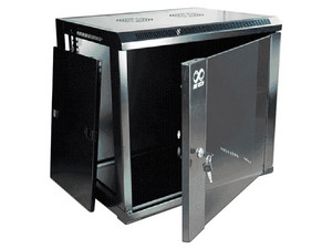 Gabinete de Pared SBE TECH 16UR con Puerta Trasera de Acero SPCC y Cristal Templado 600x600x850 mm.