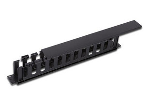 Organizador de Cable Horizontal para Rack, 1U Rack. Color Negro.