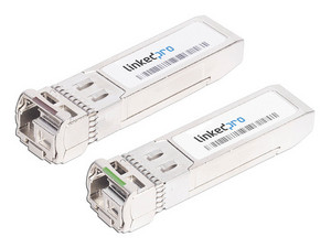 Transceptores Bidireccionales SFP LinkedPro, para fibra Monomodo, 10 Gbps de velocidad, Conectores LC Simplex, Hasta 60 km de Distancia, 2 piezas.