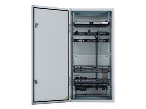 Gabinete Industrial Preconfigurado de Montaje en Pared, Fabricado en Acero Bajo en Carbono, Protección NEMA 4/12 IP66, de 26 UR, Color Gris.