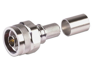 Conector Tipo N Macho RF Industries RFN-1006-8X, Plegable, Pin Cautivo para Cables Tipo RG8, Color Plateado.