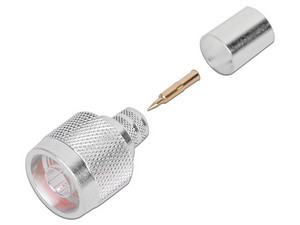 Conector Tipo N Macho RF Industries RFN-1006-3F de Anillo Plegable para RG-8/U, RG213/U y RG214, Color Plateado.