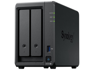 Servidor NAS Synology DiskStation DS725+: 
Procesador AMD Ryzen R1600 (hasta 3.1 GHz), 
Memoria de 4GB DDR4, 
Hasta 2 Bahías para Discos Duros (No Incluidos),
Color Negro.