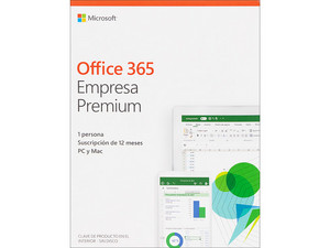 Microsoft Office 365 Empresas Premium , (1 Año de suscripción para 1  Usuario con 5 Dispositivos + 1TB en One Drive).