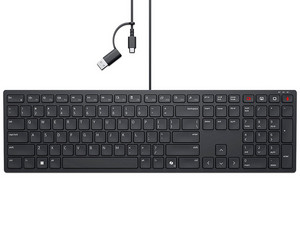 Teclado DELL KB525C 580-BBVL, Alámbrico, USB Tipo C y A. Color Negro. (Versión en Inglés).