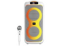 Bocina Bafle Misik MB2208 de 8", TWS, Iluminación LED, Bluetooth, USB, Incluye Micrófono. Color Blanco.