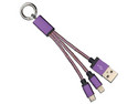 Cable USB Tipo Llavero BRobotix 170317M de USB 2.0 a Micro USB y Lightning (M-M), 12cm. Color Morado.