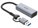 Adaptador de Red USB Acteck Gatex Net AN650, USB Tipo A/C a RJ-45 (M-M). Color Gris.